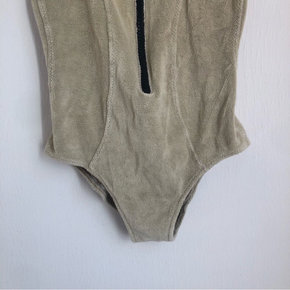 Lisa Marie Fernandez size II (4-6) Beige Terrycloth Zip Front One Piece Swimsuit - Picture 3 of 11